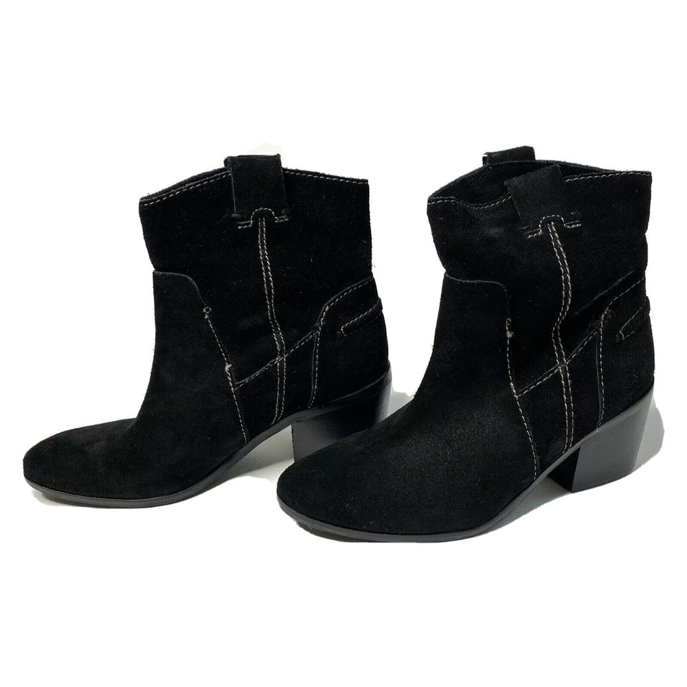 Vince Camuto Maves Womens Suede Western Ankle Boots Black EUR 37.5 US 7.5